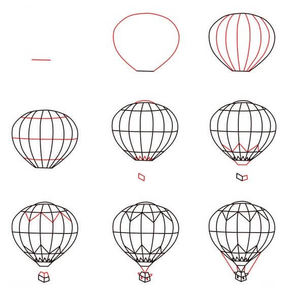 Idee für einen Heißluftballon (4) zeichnen ideen