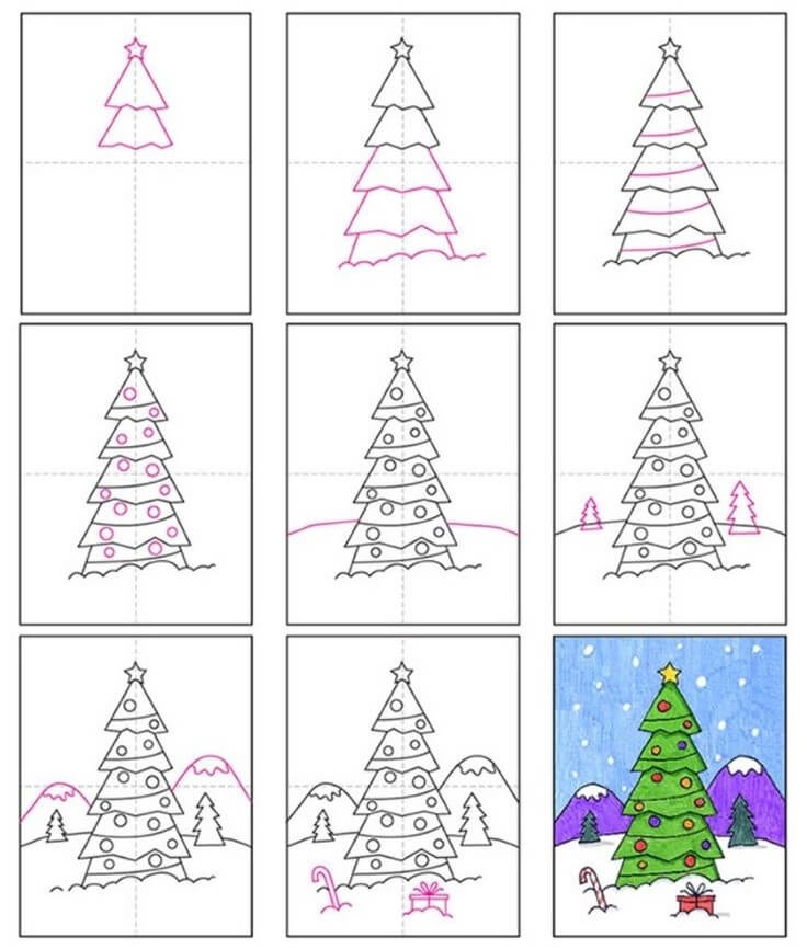 Zeichnen Lernen Winterlandschaft (4)