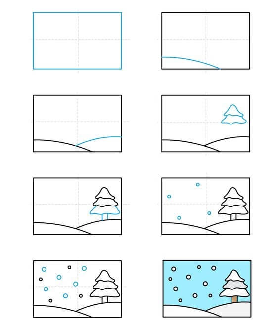 Zeichnen Lernen Winterlandschaft (8)