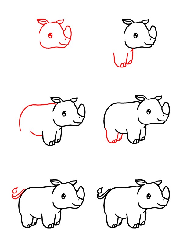 Zeichnen Lernen ein-einfaches-Nashorn