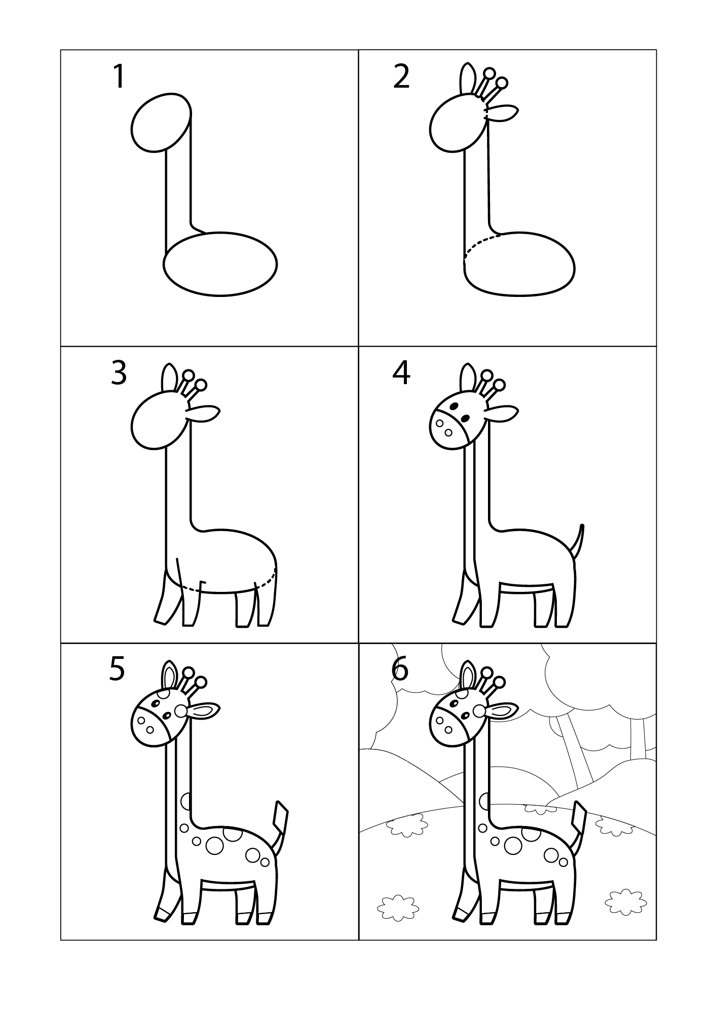 Eine einfache Giraffe zeichnen zeichnen ideen