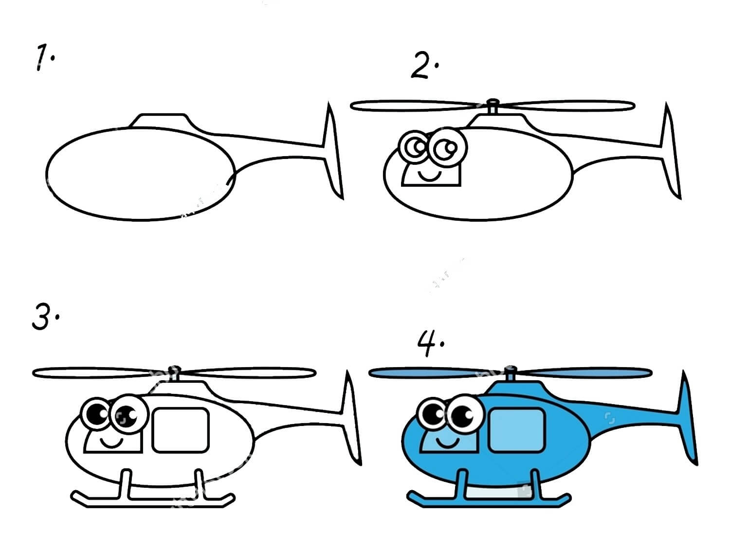 Zeichnen Lernen Hubschrauber-Cartoon (1)