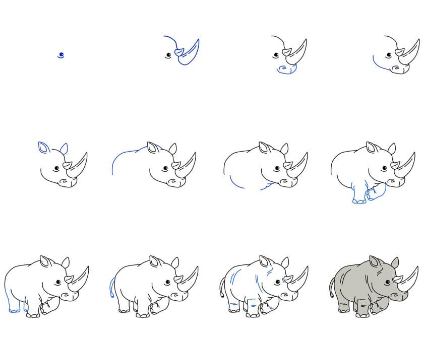 Zeichnen Lernen Nashorn-Idee (1)