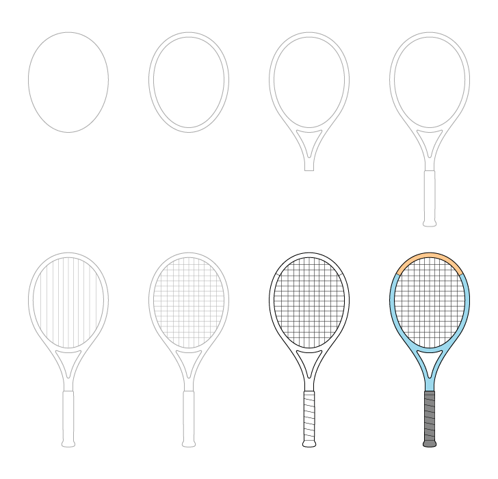 Tennisschläger einfach (3) zeichnen ideen