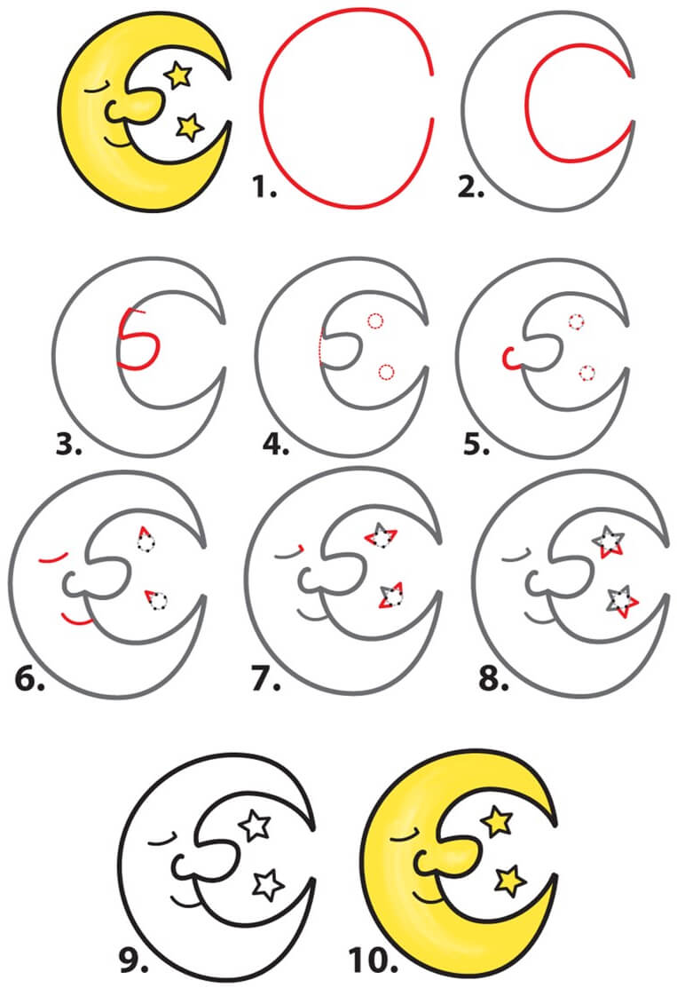 Zeichnen Lernen Abnehmender Mond (11)