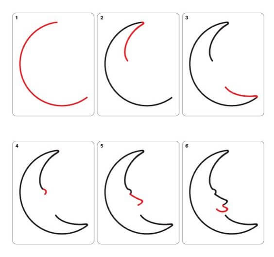 Zeichnen Lernen Abnehmender Mond (6)