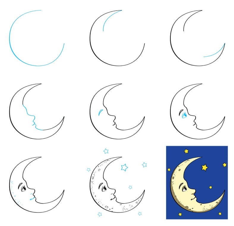 Abnehmender Mond (9) zeichnen ideen