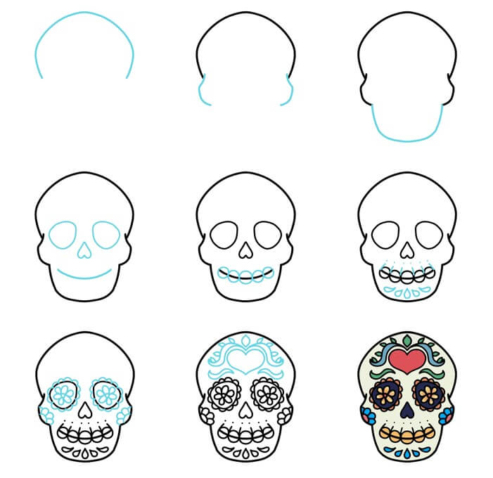 Dia de Los Muertos skull zeichnen ideen