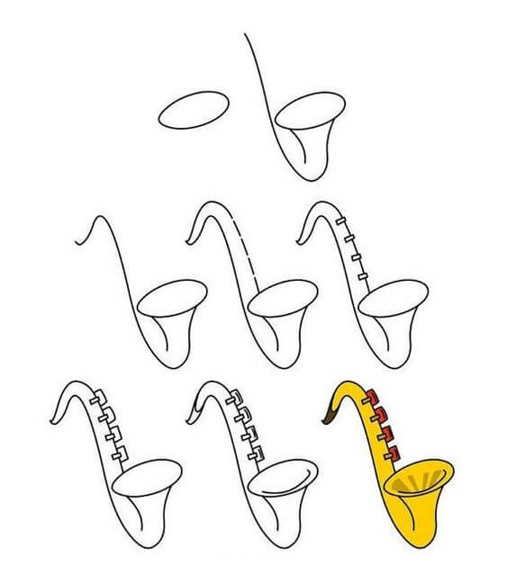 Zeichnen Lernen Saxophon-Idee (2)