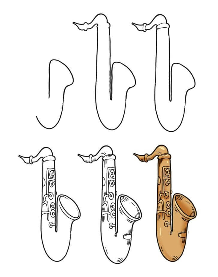 Zeichnen Lernen Saxophon-Idee (4)