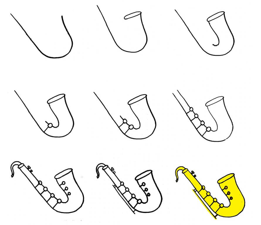 Zeichnen Lernen Saxophon-Idee (9)