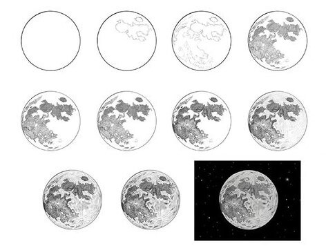 Vollmond (3) zeichnen ideen