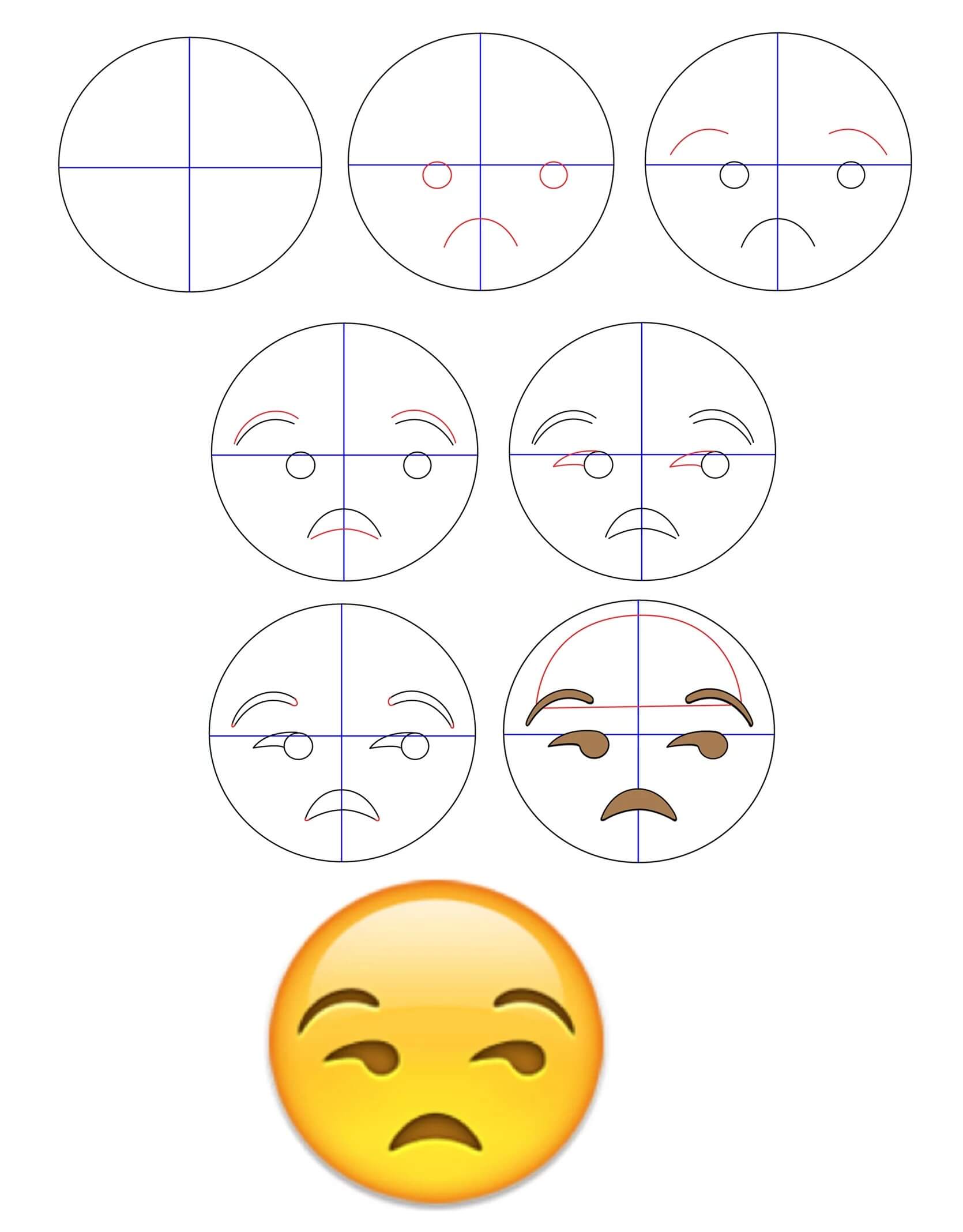 Deprimiertes Emoji zeichnen ideen