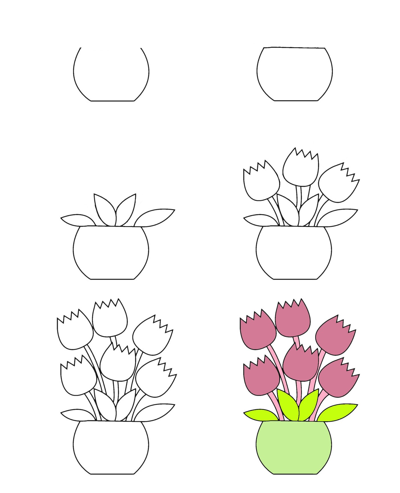 Zeichnen Lernen Ideen für Blumenvasen (5)