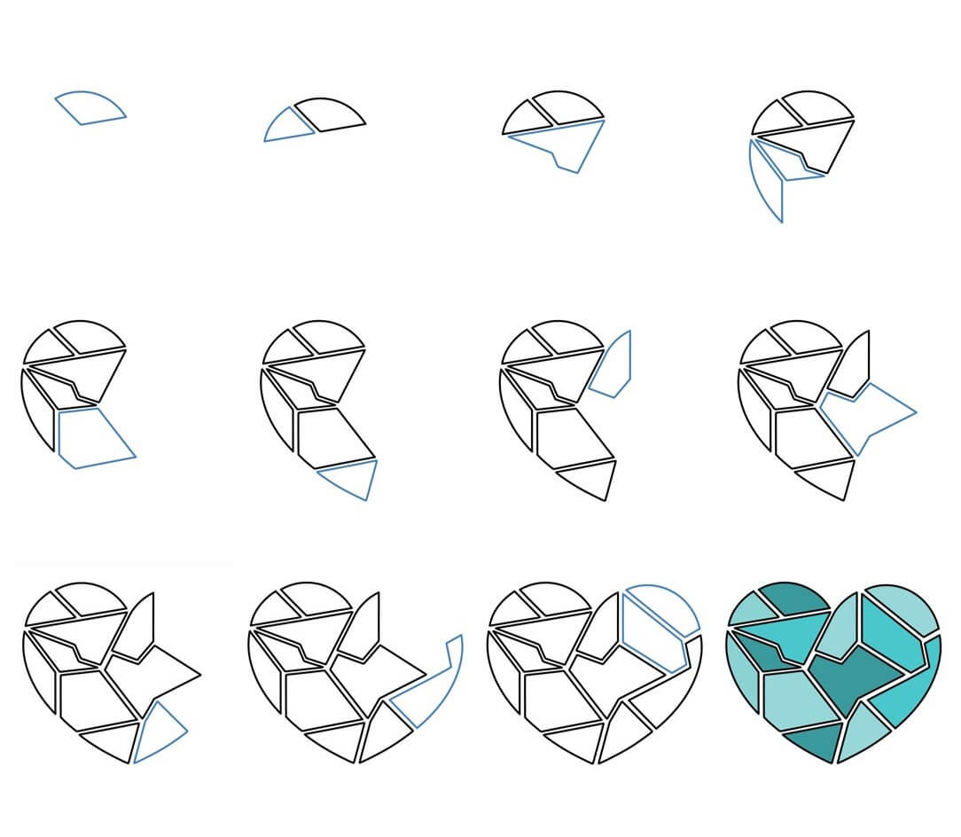 Zeichnen Lernen Ideen mit gebrochenem Herzen (16)