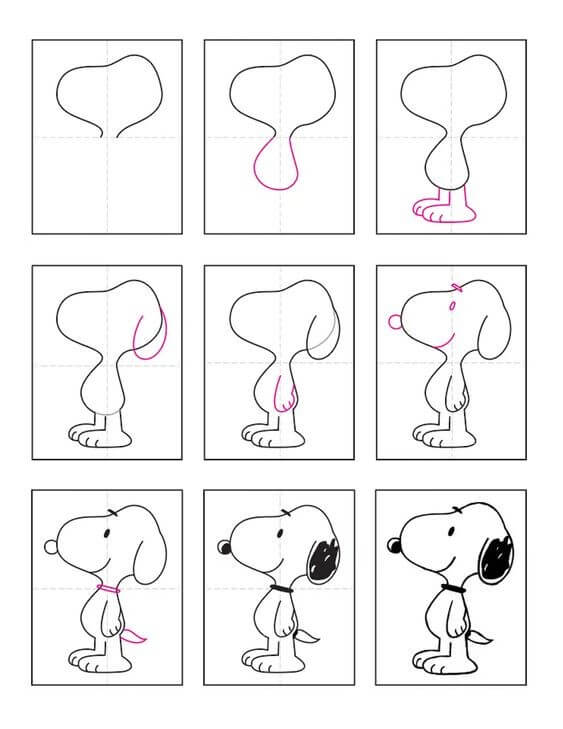 Zeichnen Lernen Snoopy Idee (3)