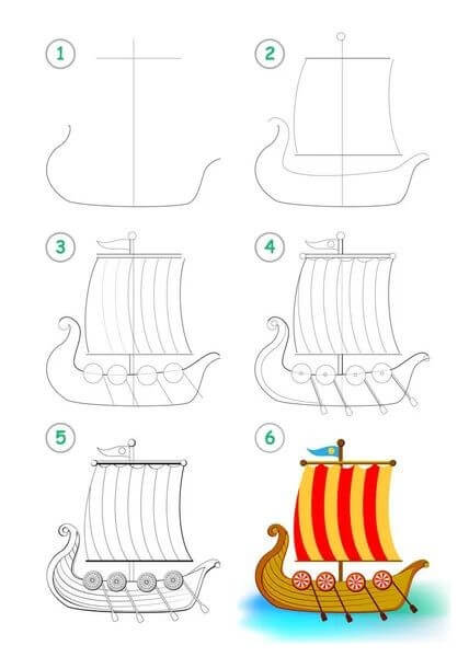 Wikingerschiff (2) zeichnen ideen