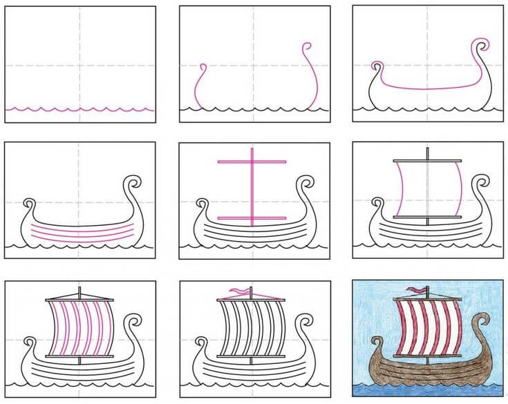 Wikingerschiff (3) zeichnen ideen