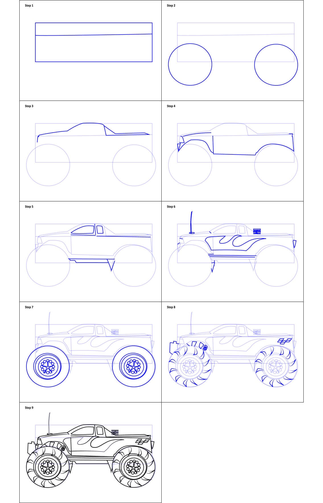 Einfacher Monstertruck (2) zeichnen ideen