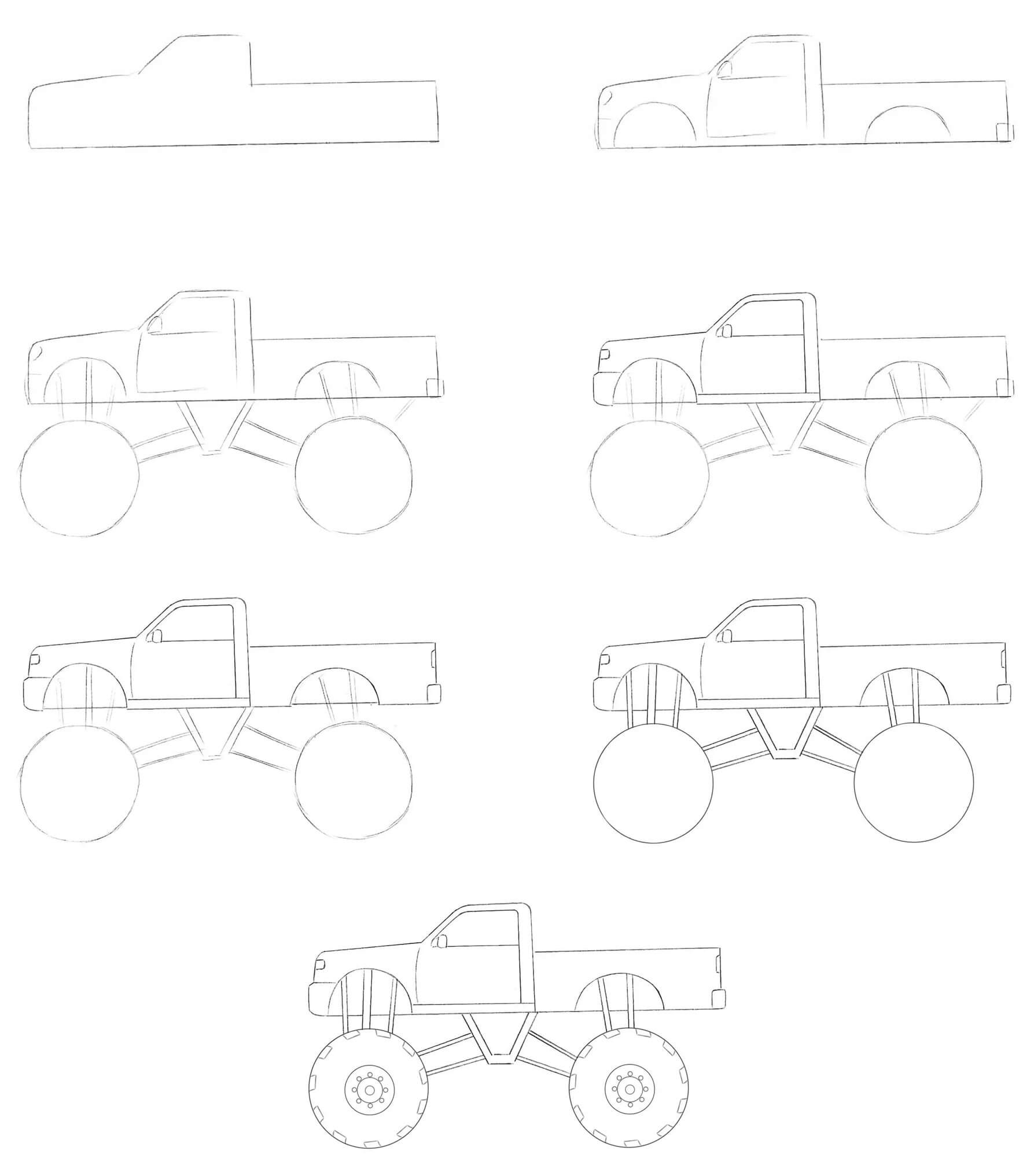 Einfacher Monstertruck (3) zeichnen ideen