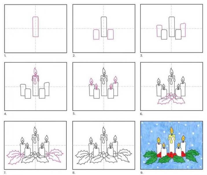 Weihnachtskerzen Idee (7) zeichnen ideen