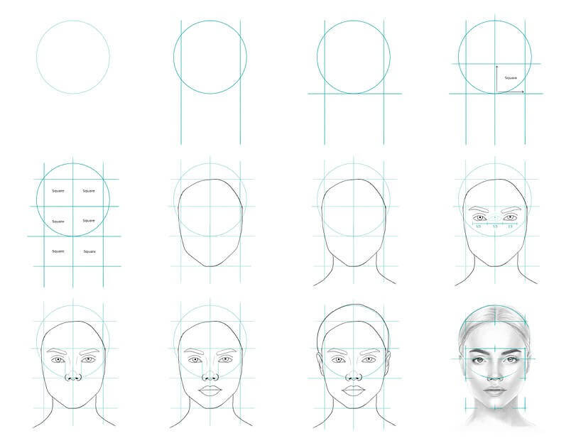 Zeichnen Lernen Frauengesicht (1)