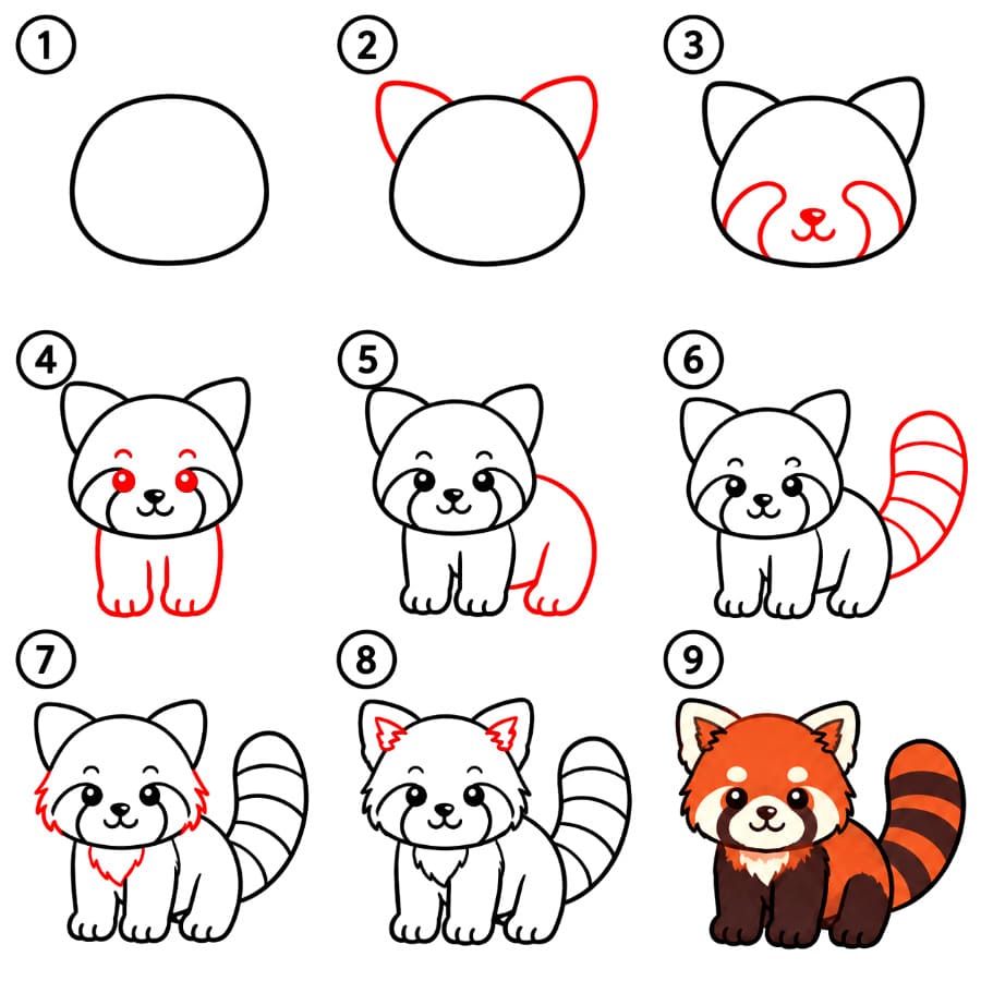 Netter Roter Panda zeichnen ideen