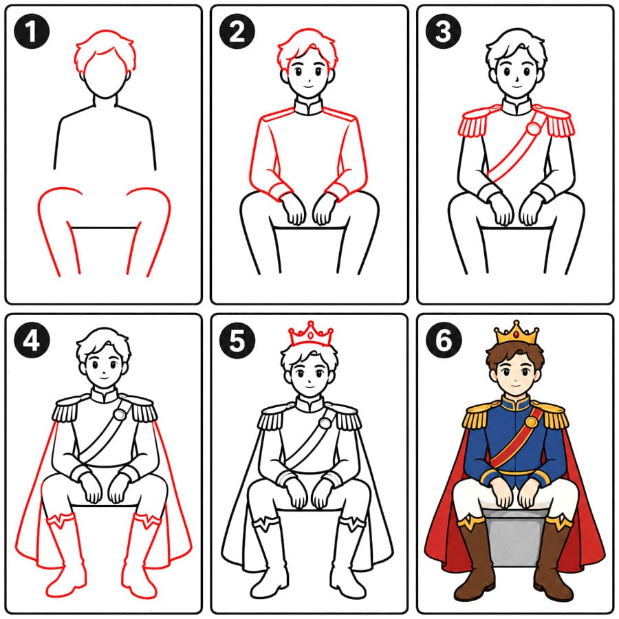 Zeichnen Lernen Sitzender Prinz