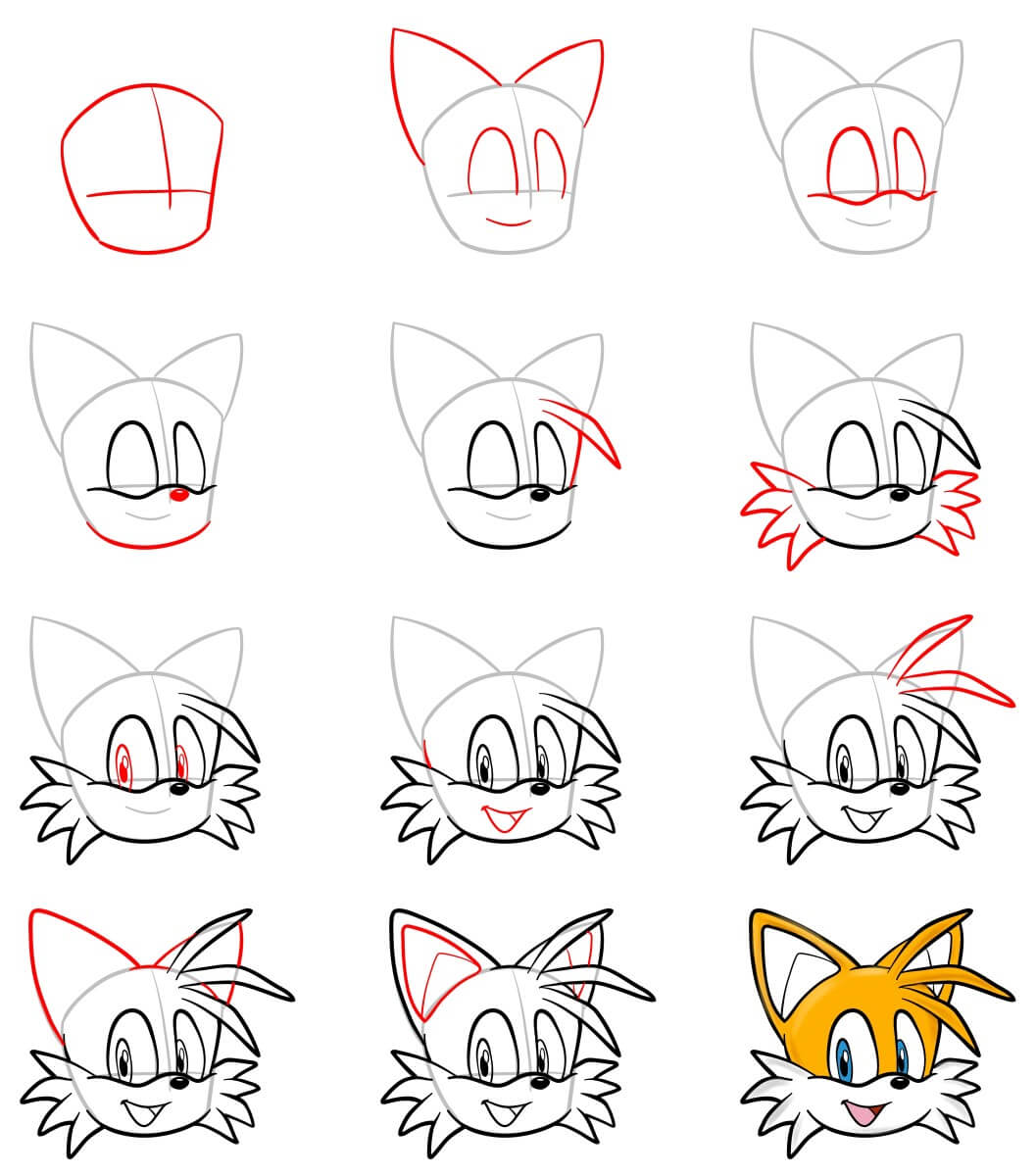 Tails Gesicht zeichnen ideen