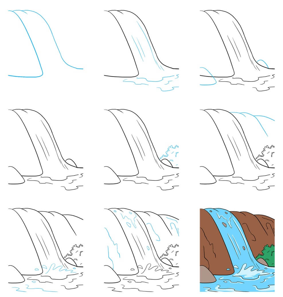 Zeichnen Lernen Wasserfallidee (7)