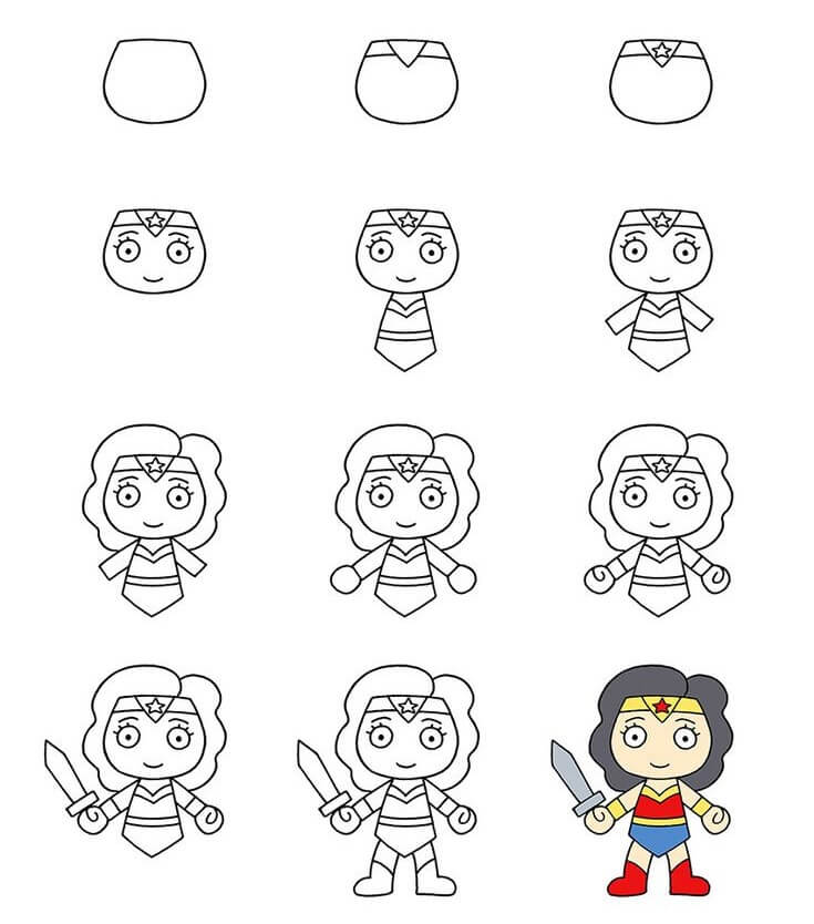 Wonder Woman chibi zeichnen ideen