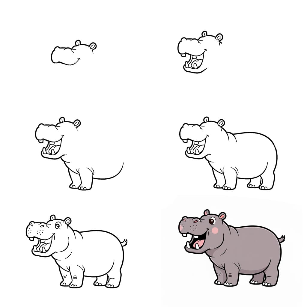 Nilpferd frei normal zeichnen ideen