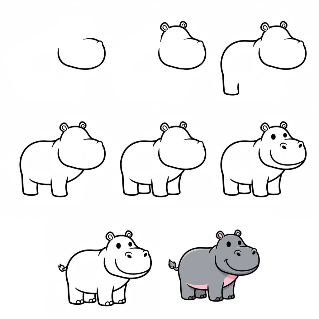 Nilpferd frei zeichnen ideen