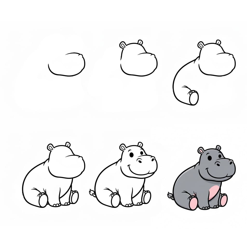 Nilpferdbild zeichnen ideen