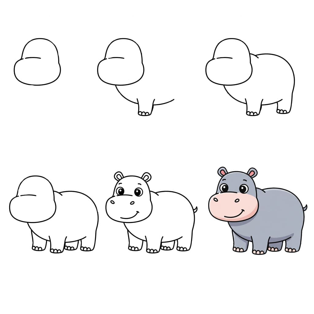 Nilpferdlächeln zeichnen ideen