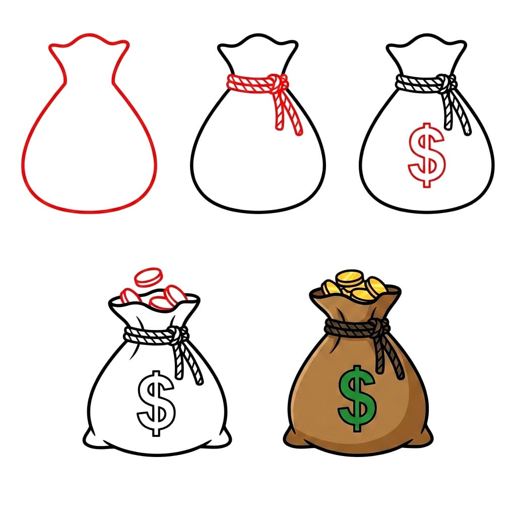 Bild eines Geldsacks zeichnen ideen