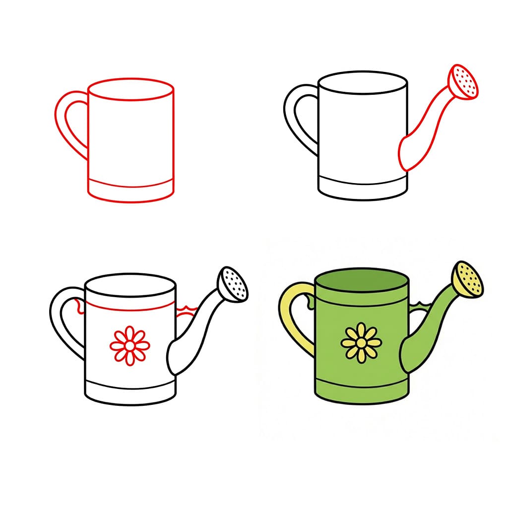 Dekorative Gießkanne zeichnen ideen