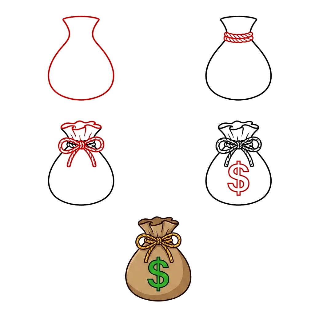 Einfacher Geldsack zeichnen ideen