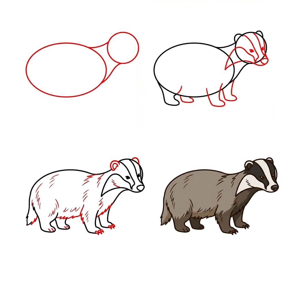 Erwachsener Dachs zeichnen ideen