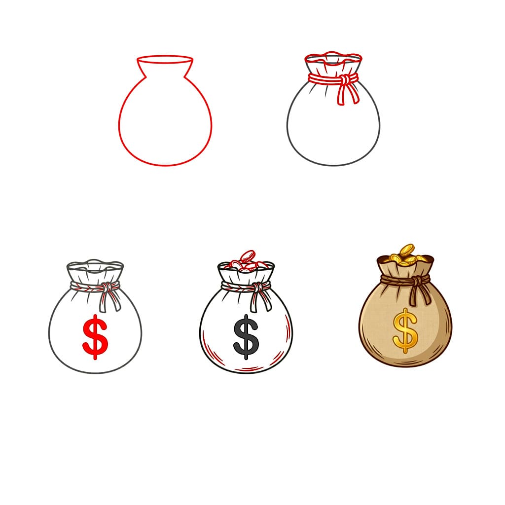 Geldsack Flacher zeichnen ideen