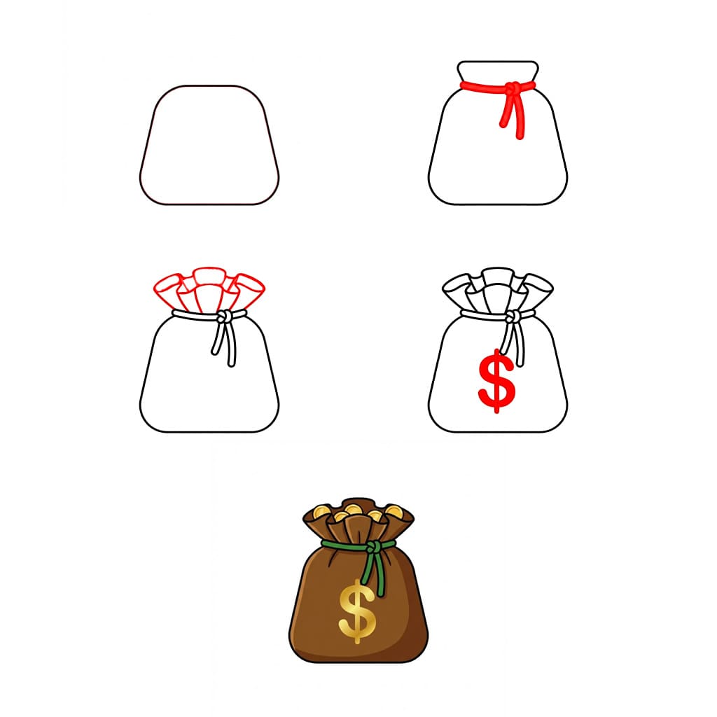Geldsack mit Dollar-Motiv zeichnen ideen