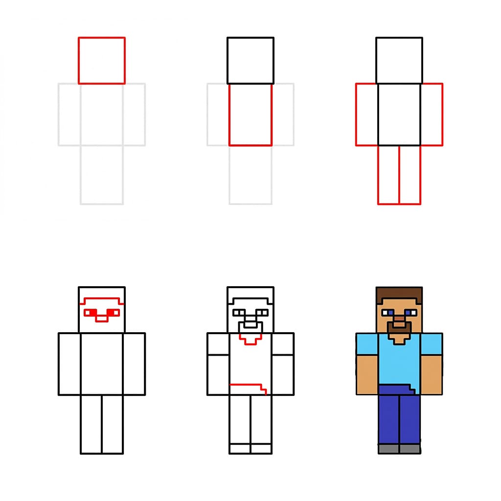 Glücklicher Minecraft Spieler zeichnen ideen