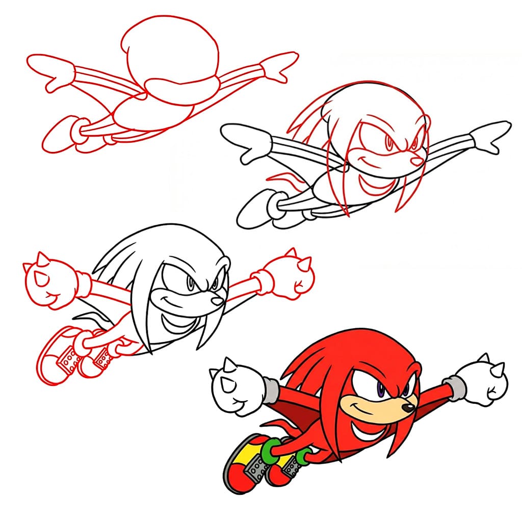 Knuckles fliegen zeichnen ideen