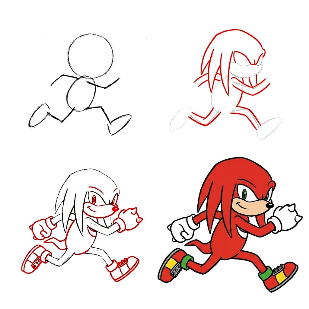 Knuckles Laufbild zeichnen ideen