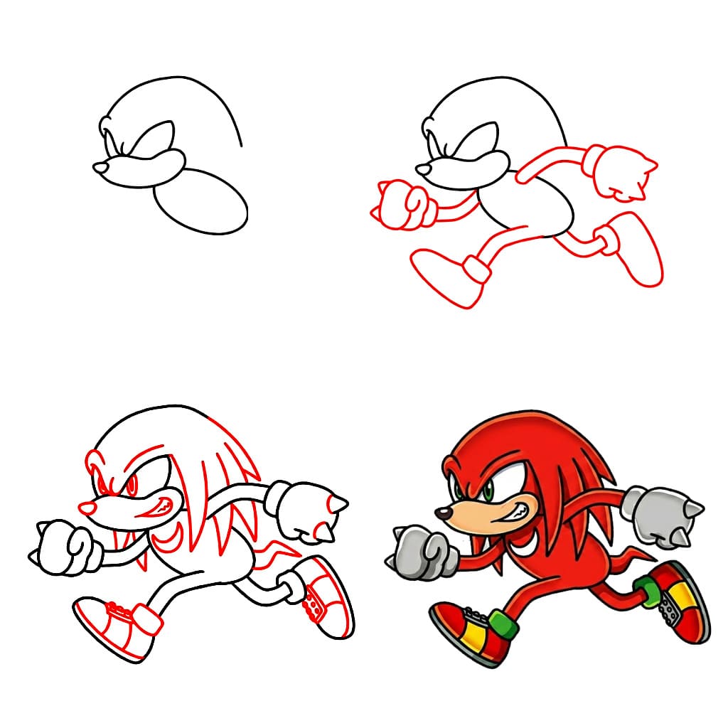 Knuckles rennen schnell zeichnen ideen
