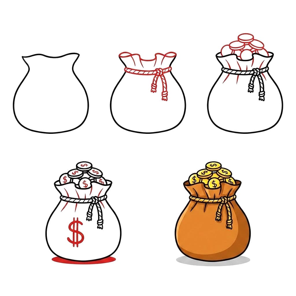 Offener Geldsack zeichnen ideen