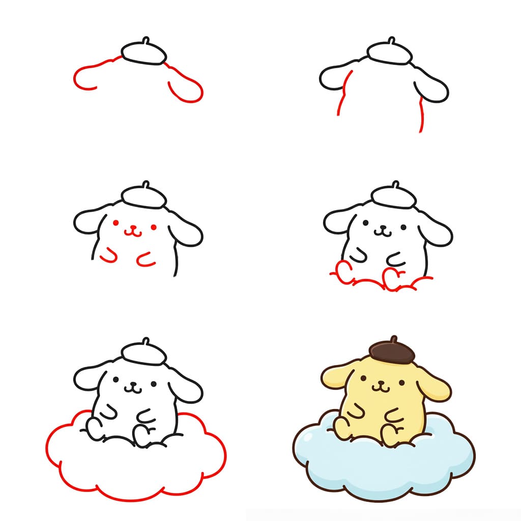 Pompompurin auf einer Wolke zeichnen ideen