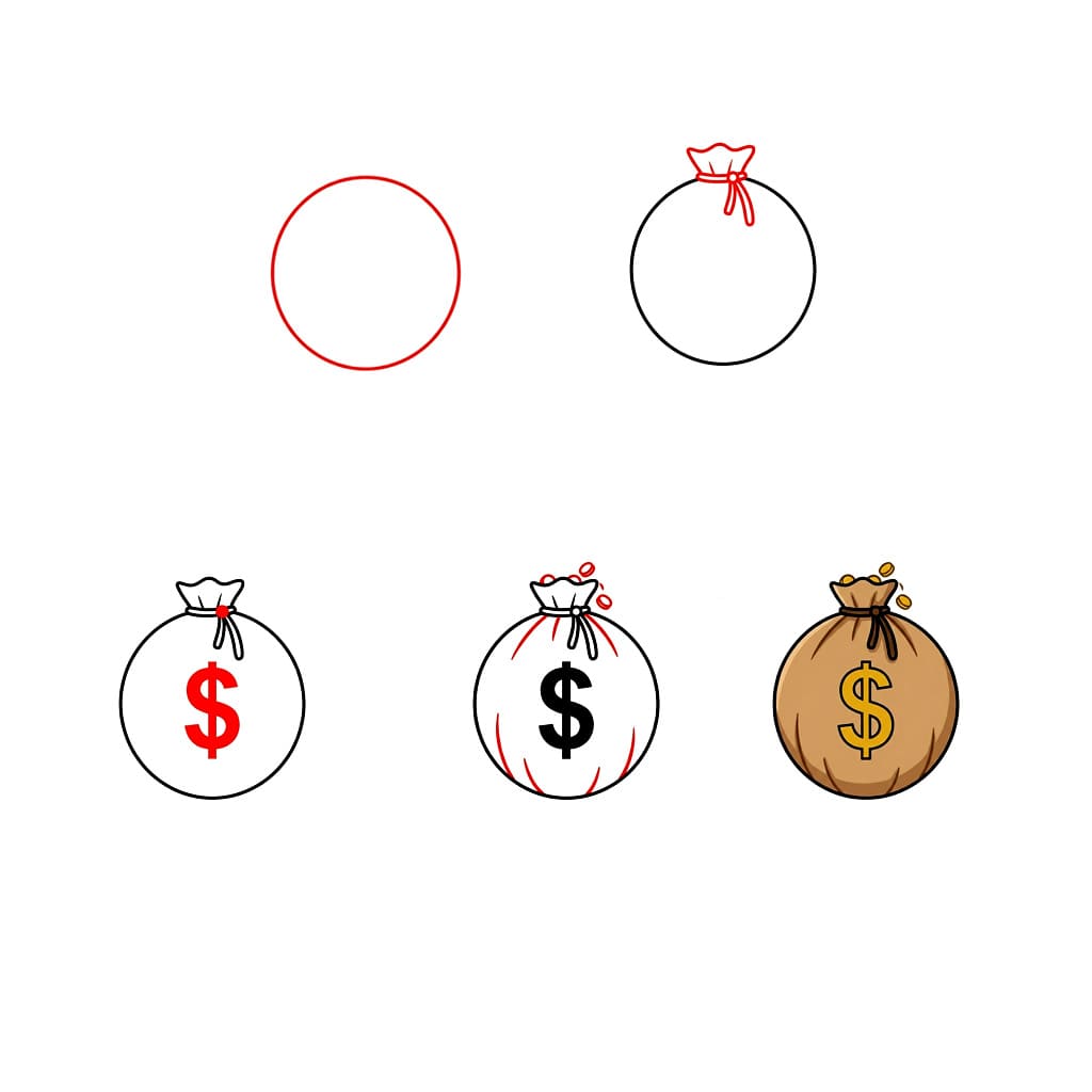 Runder Geldsack zeichnen ideen