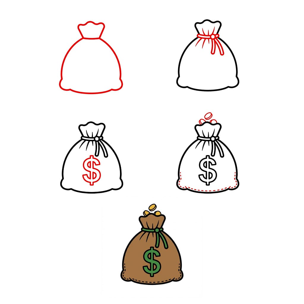 Skizze eines Geldsacks zeichnen ideen