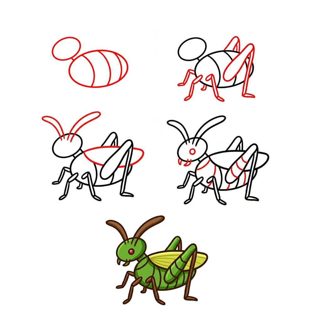 Winziger Heuschrecke zeichnen ideen